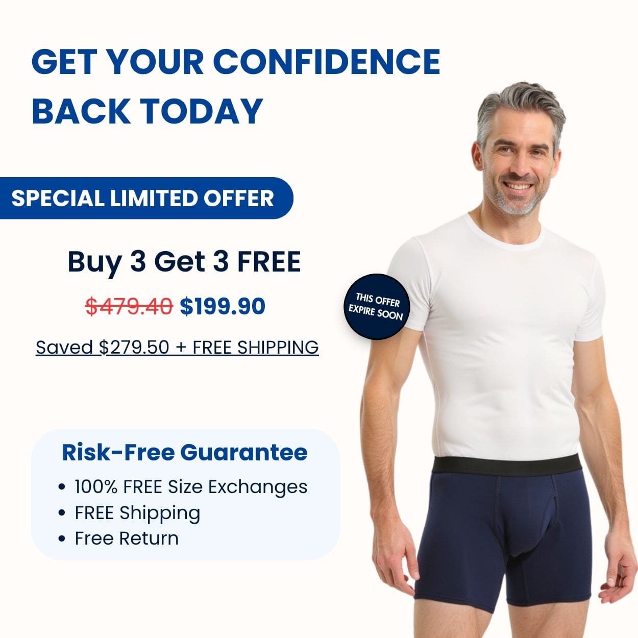Octipa™ Herren Ultra-Absorbierende Inkontinenz Boxershorts