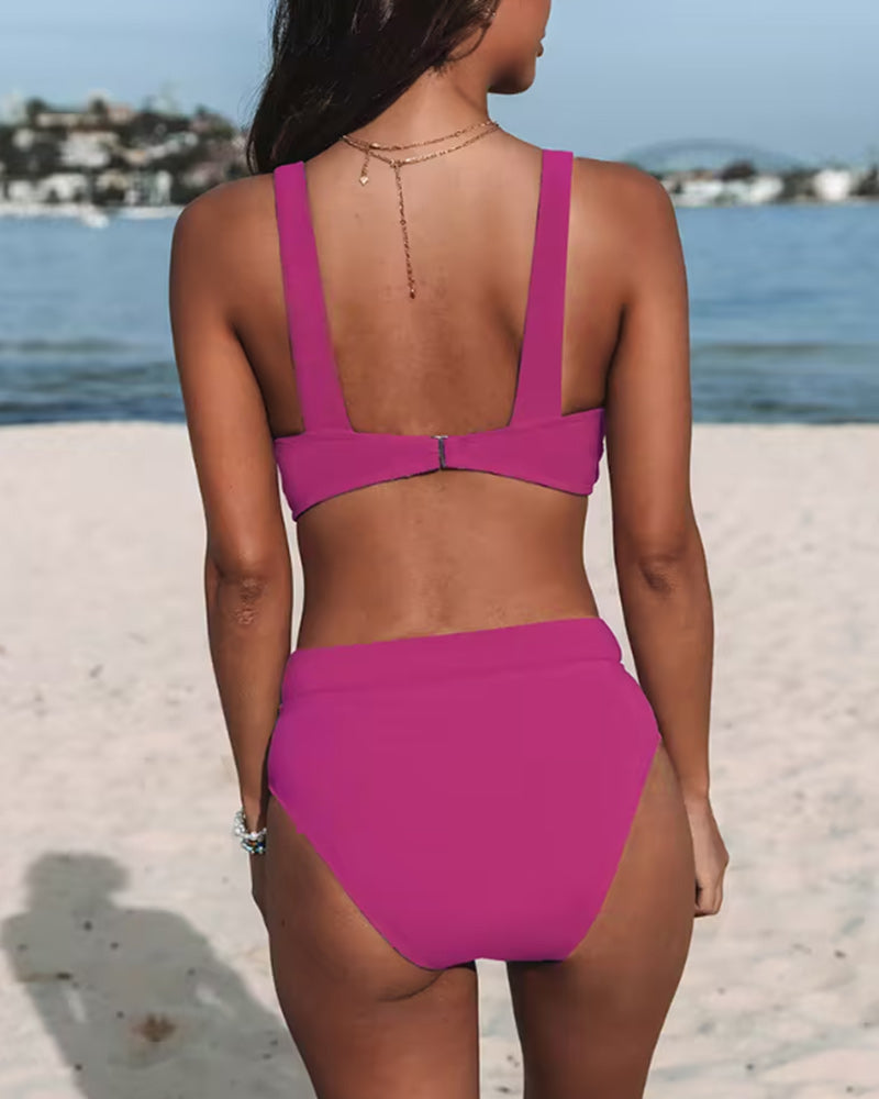 Mathilde - Solid Color Swimsuit with High Waist