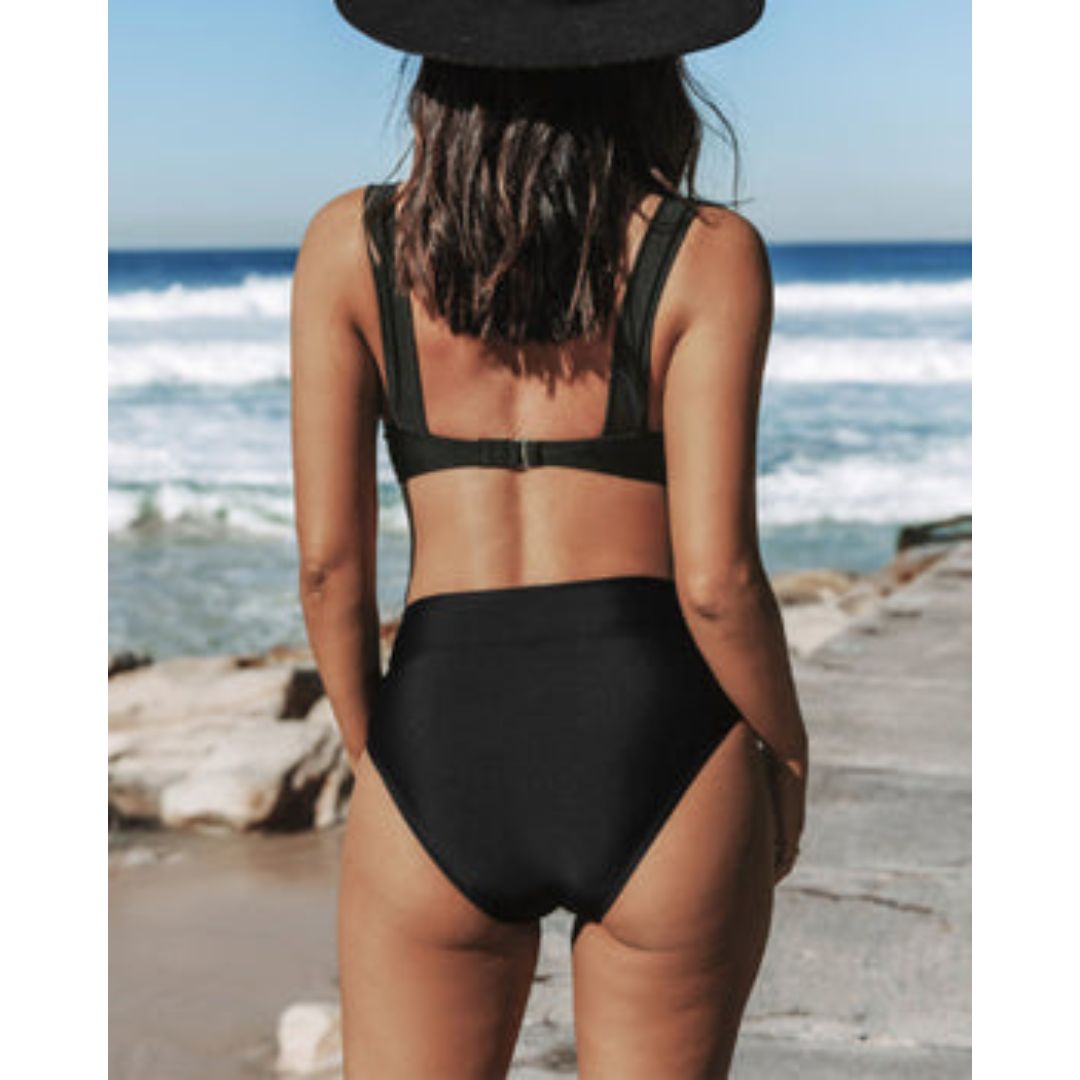Mathilde - Solid Color Swimsuit with High Waist